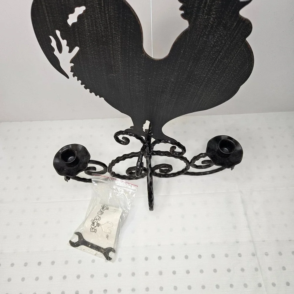 Southern Living at Home Rustic Rooster Iron Candelabra Double Arm Candle‎ Holder